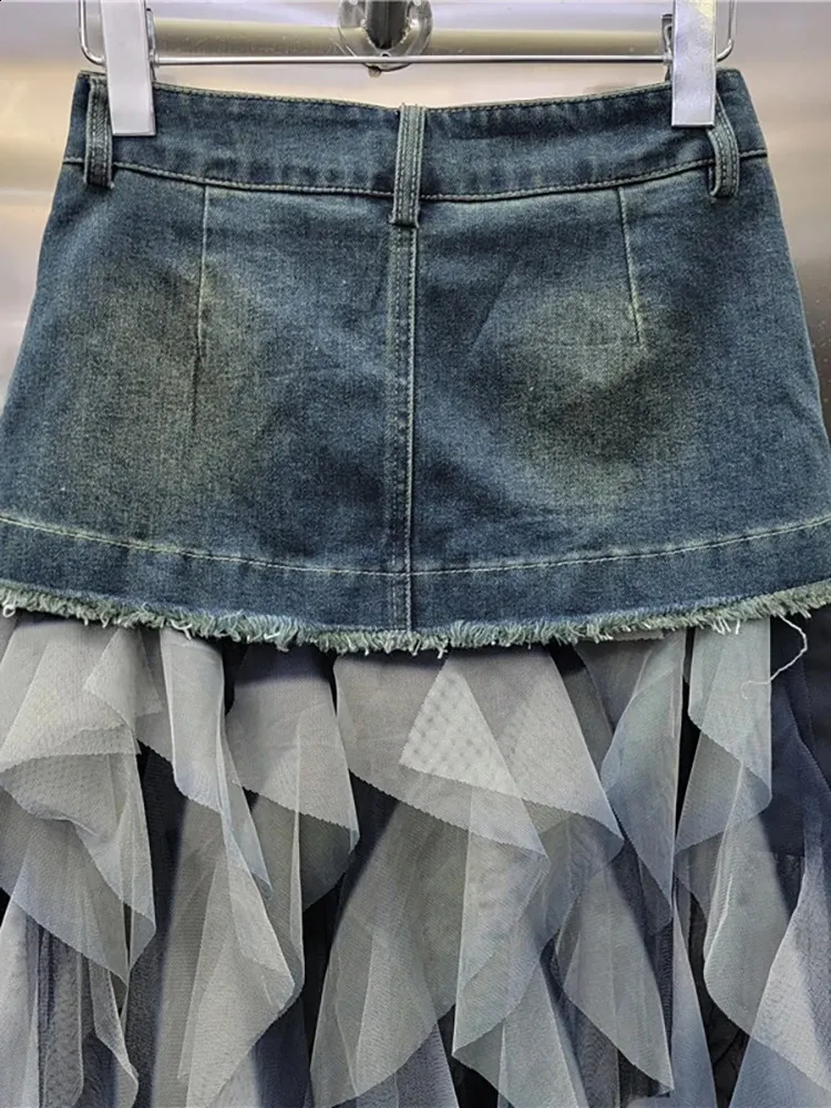 High Waist Rivet denim jean skirt for Women - Slim Patchwork