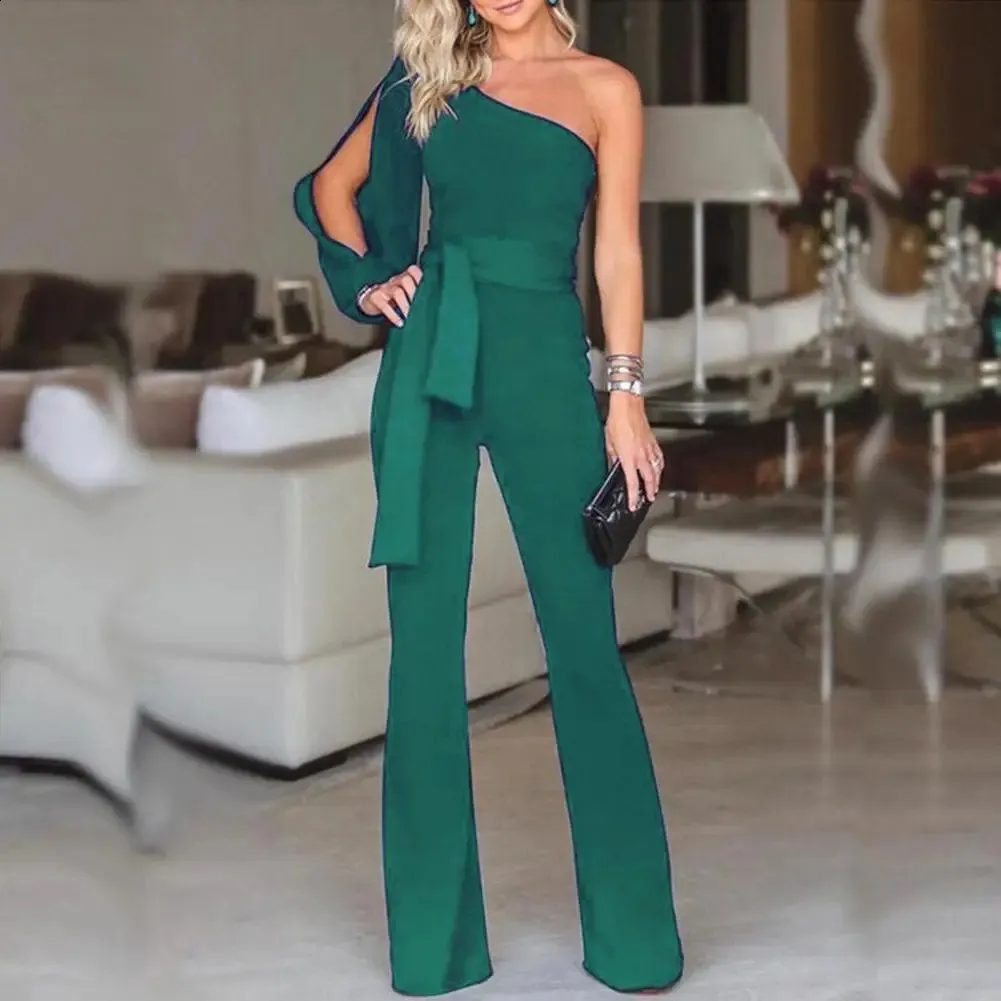 One shoulder slit sleeve jumpsuit deals