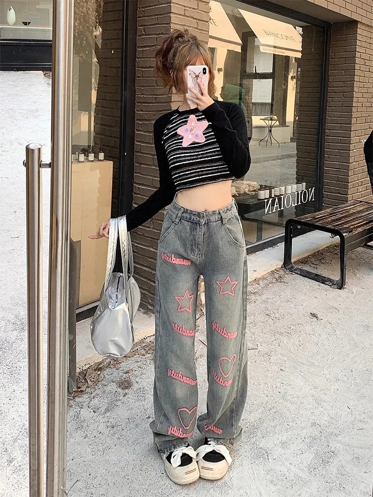 Y2K Star Jeans: Baggy Harajuku Style Denim Trousers