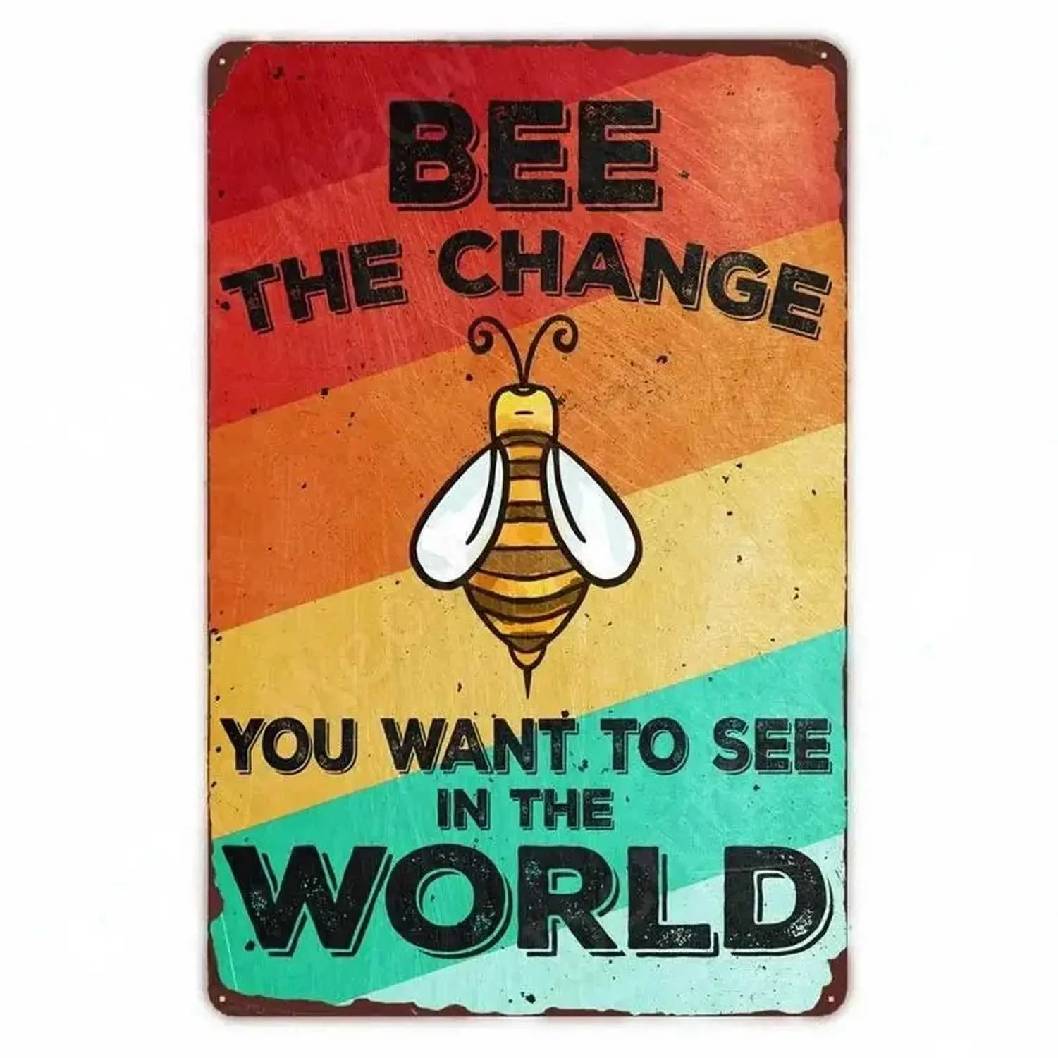 Caution Beware Honey Bees On The Premises For Home,Farmhouse,Club,Garden Metal Vintage Tin Sign Wall Decoration 12x8 Inches Bee Farm Tin Sign
