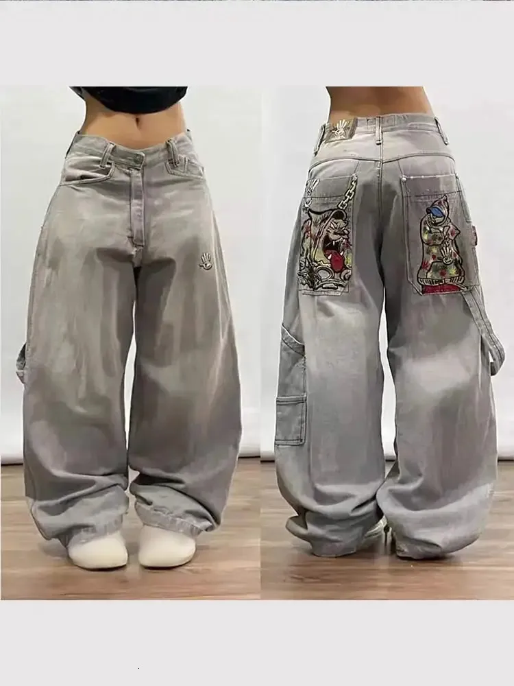 Harajuku Hip Pop Printed Vintage Wide Leg Denim baggy pants Harajuku Hip Pop Printed Vintage Wide Leg Denim baggy pants