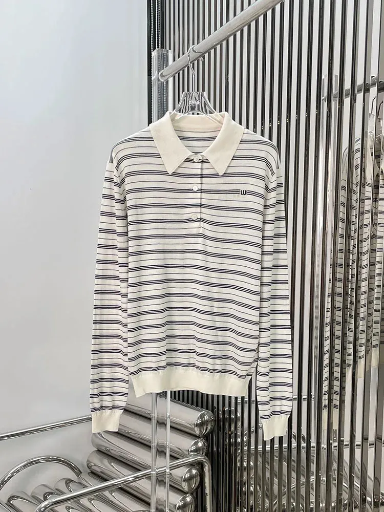 トップス STRIPED JACQUARD SUMMER KNIT POLO SHIRT Summer New Men's Striped Jacquard Knitted Short-Sleeved Polo