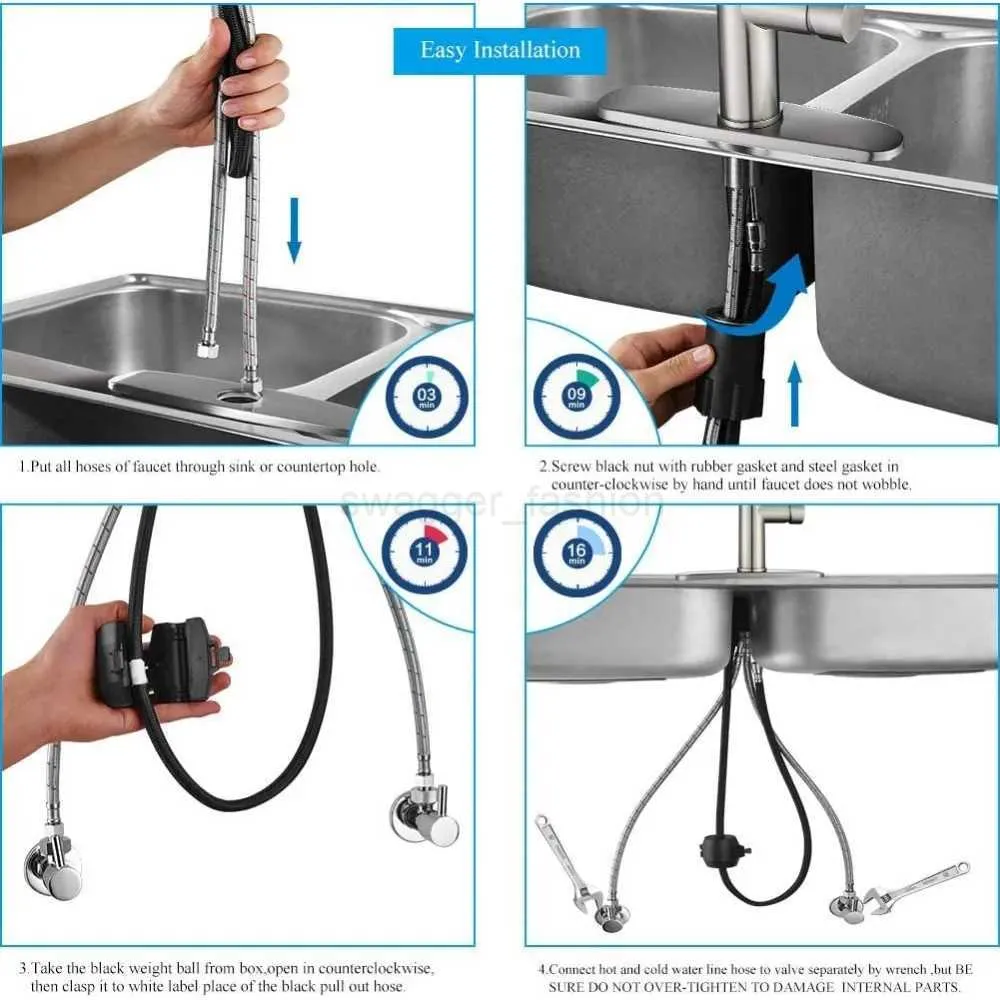 DHgate.com:Premium Brushed Nickel Kitchen Faucet with Pull