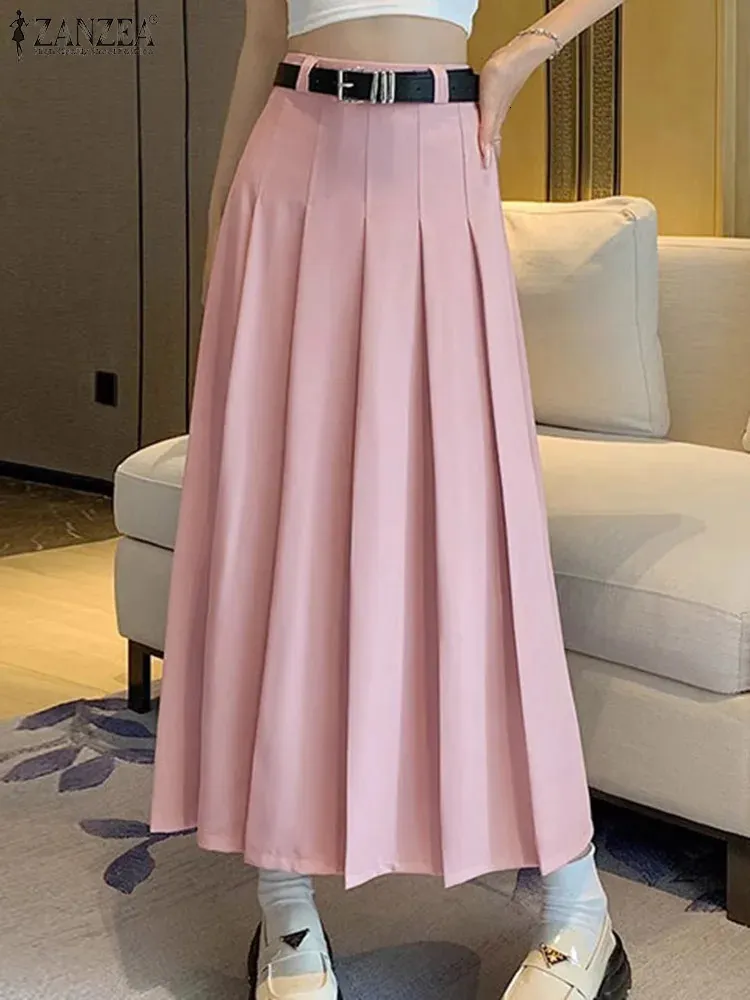Womens Skirts Pink Pleated Skirt 48 Elegant Pleated Long Skirt