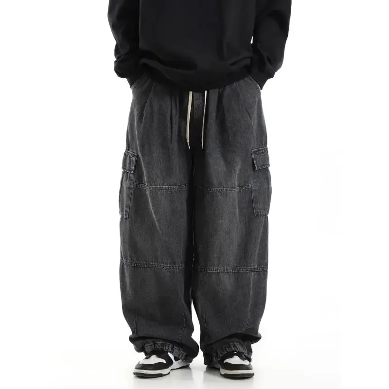 Y2k Baggy Cargo Jeans: Mens Streetwear Hippie Pants - Wide