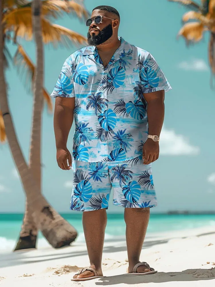 V.H.O. Funky Hawaiian Shirt - Monoblue Short Sleeve Beach Shirt, Unisex Sizes XXL