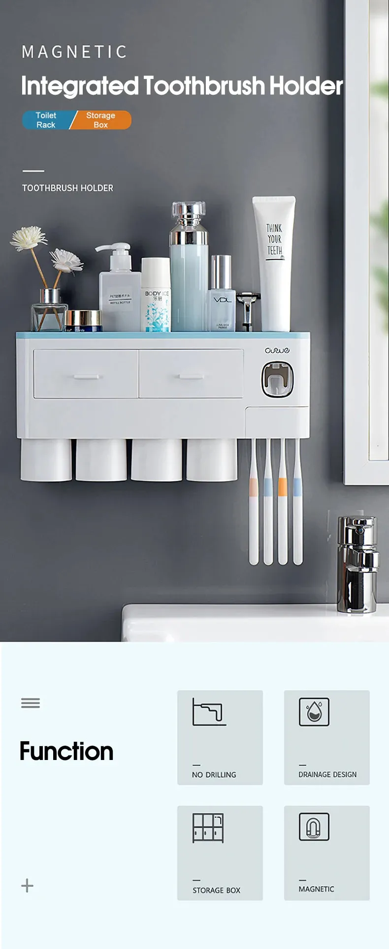 240806 Wall Mounted Toothbrush Holder And Toothpaste... From Ukeastore ...