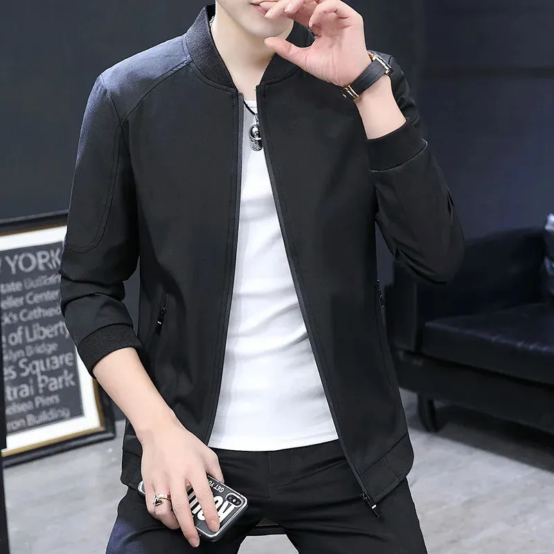 240806 Mens Waterproof Slim Fit Bomber Jacket Thin Windbreaker