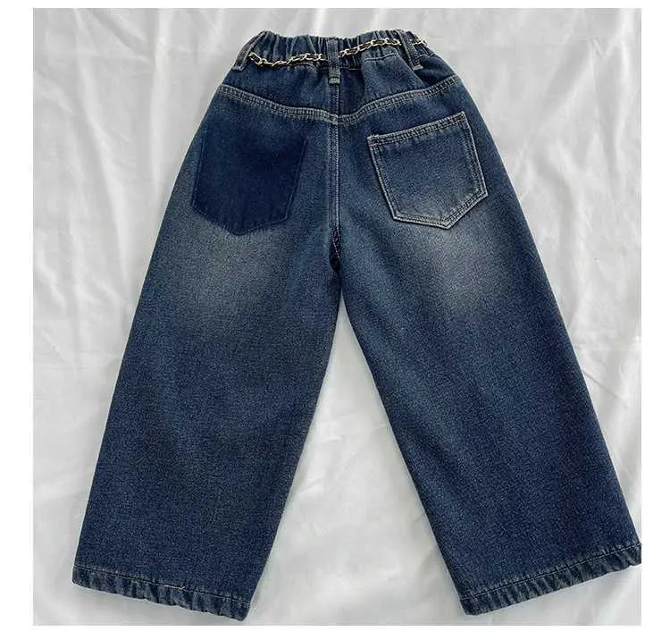 Jeans Baggy Enfants Fille – Imprimé Nœud, Taille Élastique, Jambe Large, Style Hip-Hop Vintage Printemps Été