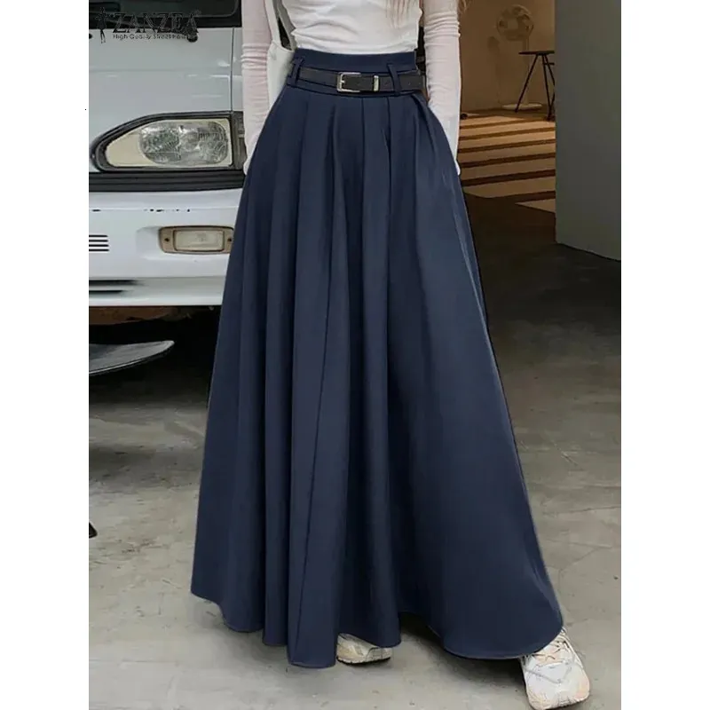 Women's High Waisted A-Line Maxi Skirt - Lightweight Pleated Flowy Long Skirt For Office, Casual, Or Beach