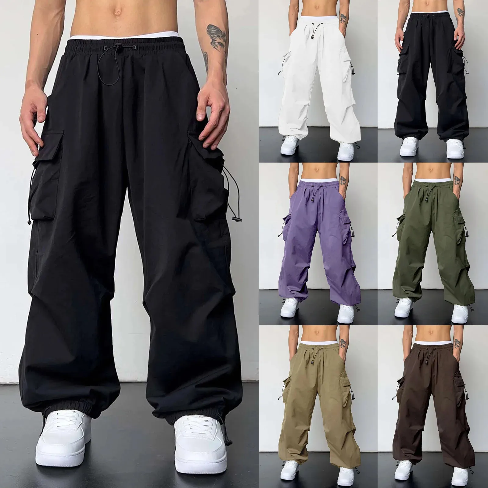 Oversized Cargo Parachute Pants Men Streetwear Vintage Y2k