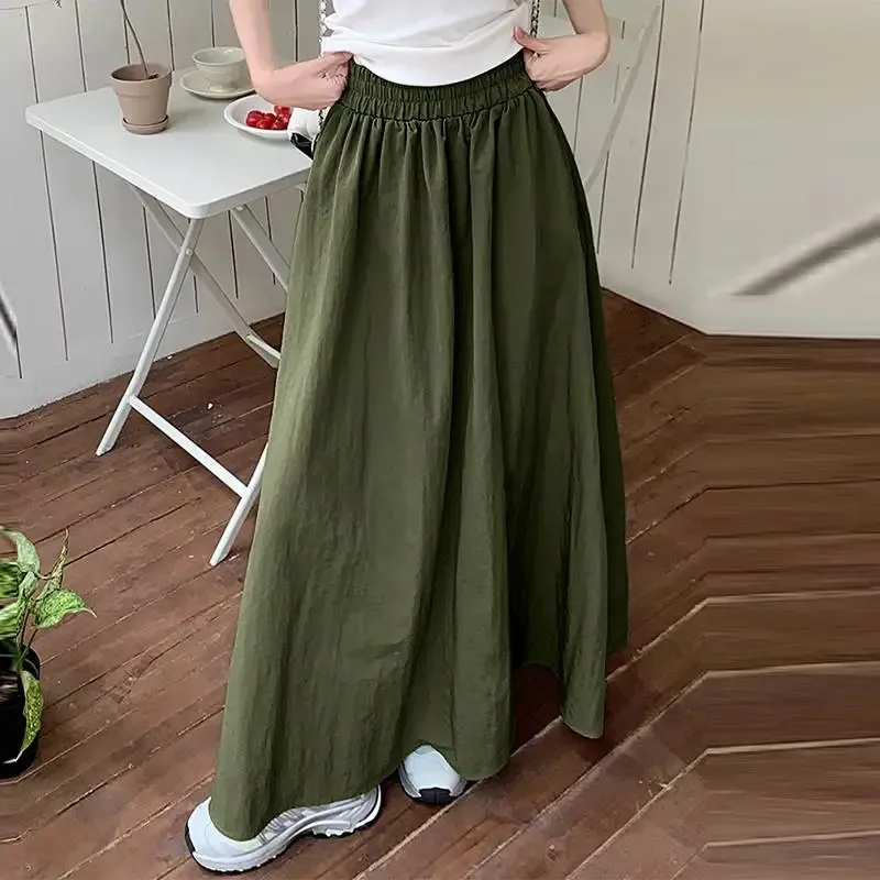 ZANZEA Women&#039;s Oversized kids umbrella Long Skirt - Elastic Waist Jupes for Summer Streetwear, Casual Loose Solid Maxi Skirts with Pocket - 240806