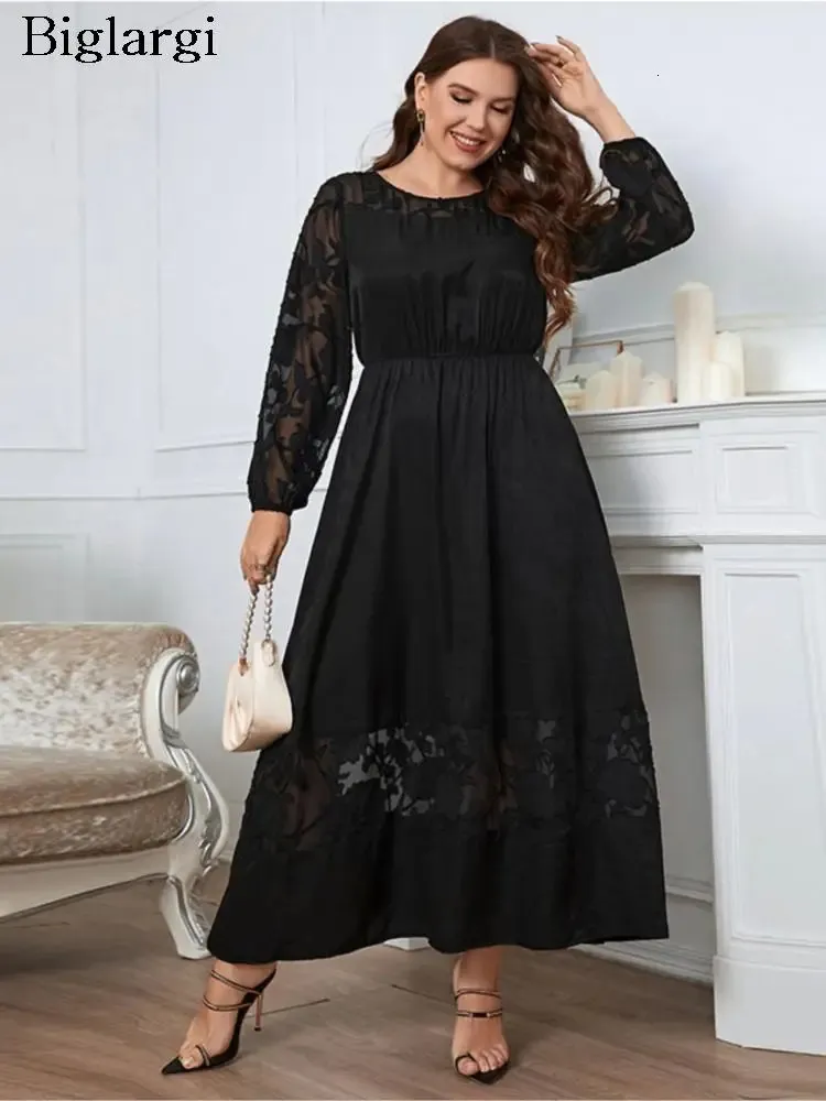 chinese dress ladies LOAIHA Womens Plus Size 3/4 Sleeve V-Neck Wrap Waist Maxi Dress Large Black  at Amazon Women's Clothing store