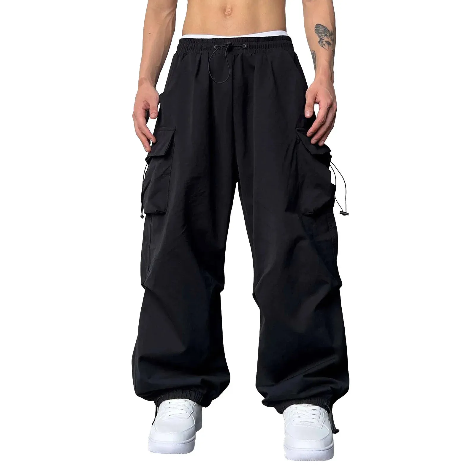 Oversized Cargo Parachute Pants Men Streetwear Vintage Y2k