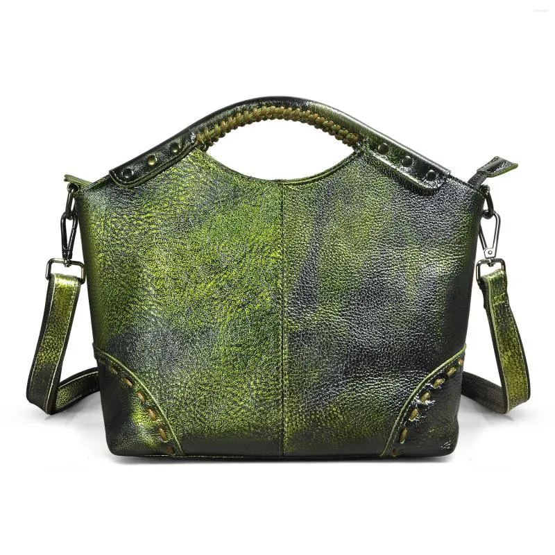 Elegant Green Leather Drawstring Bag Leather Mini Bucket Bag | Handmade leather crossbody bag by  main image 2