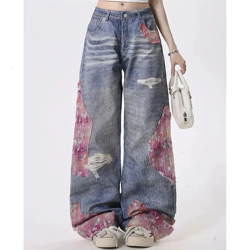 DHgate.com:Autumn Ripped Wide Leg Jeans: Vintage Y2K Style