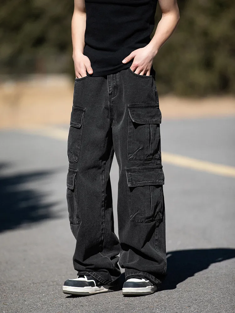 Baggy Jeans Boy's Casual Straight Leg Denim Pants Loose Vintage Cargo Jeans With Pockets 7742305