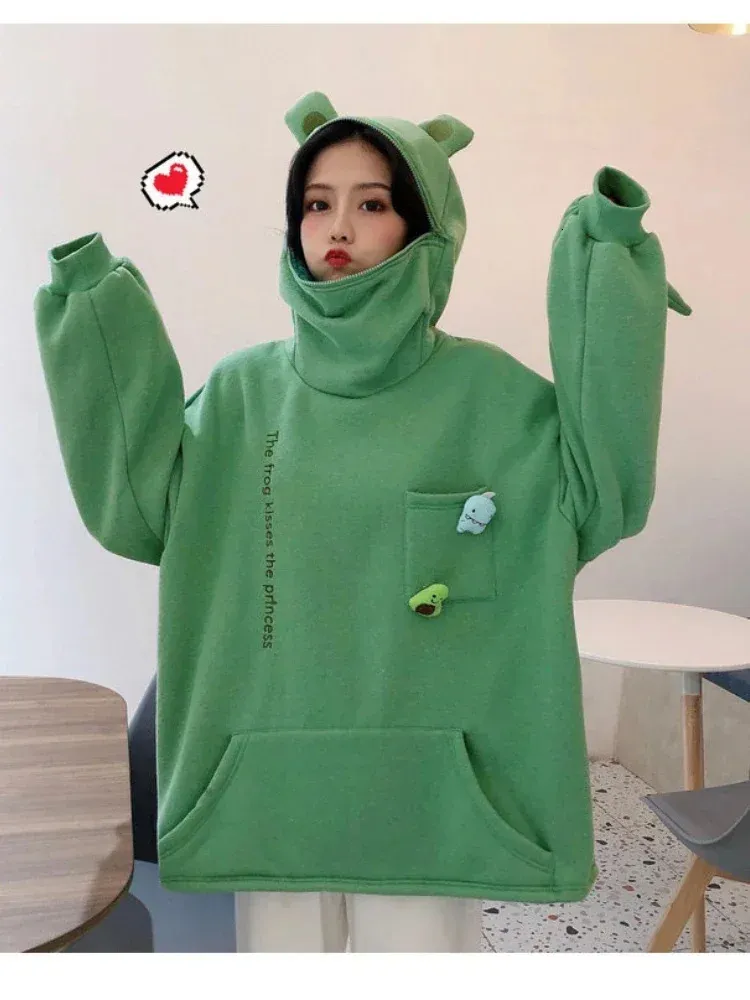 Frog zipper oversized hoodie sale
