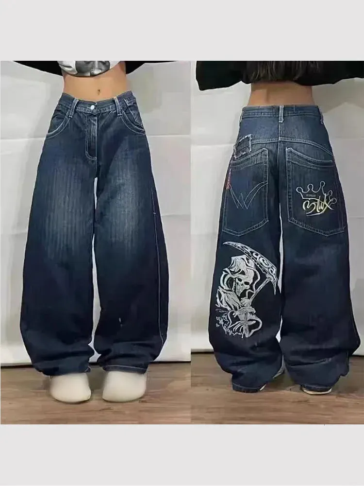 Harajuku Hip Pop Printed Vintage Wide Leg Denim baggy pants Harajuku Hip Pop Printed Vintage Wide Leg Denim baggy pants