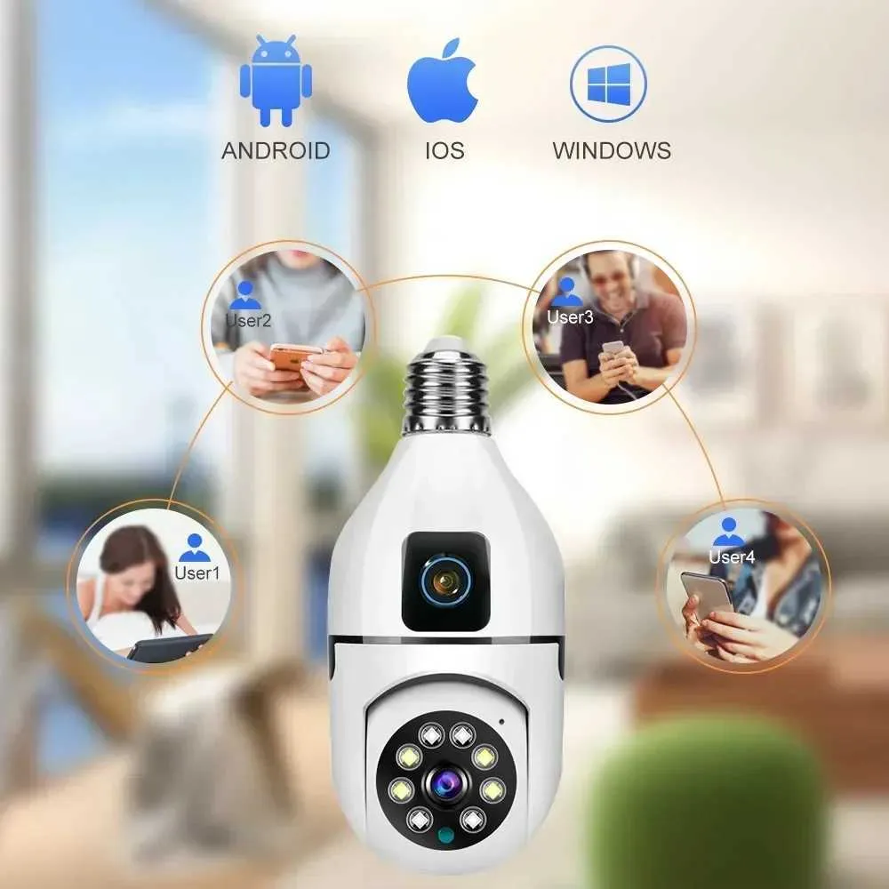 Socket Box Camera 8MP Dual Lens Lightbulb Socket Camera: Color Night Vision, AI Tracking ...