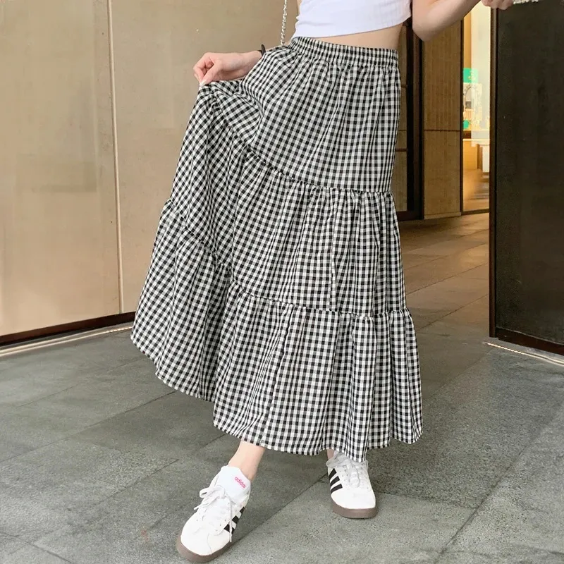 High Waisted Gingham Skirt Knee Length MIU MIU High-Rise Gingham