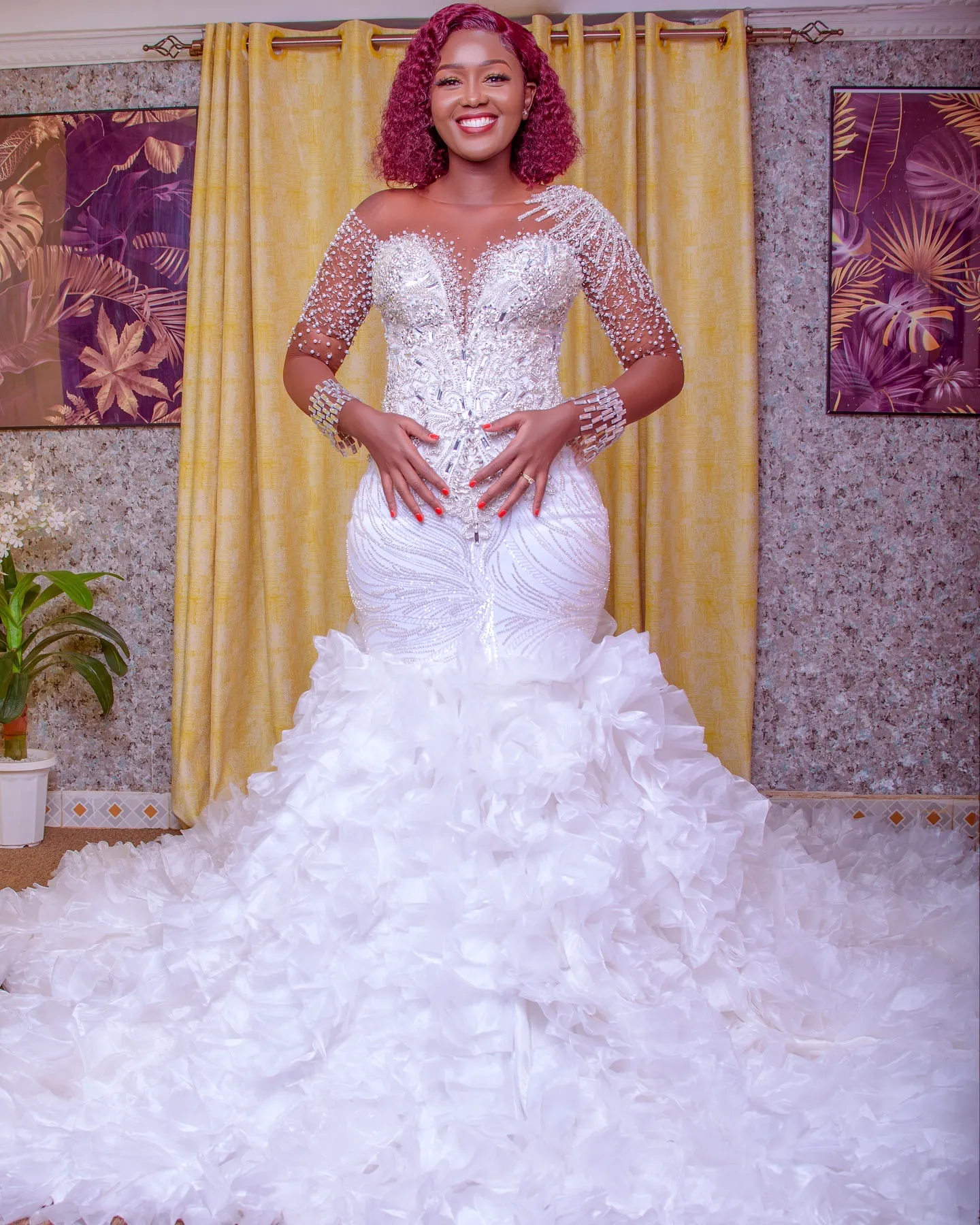 long sleeve body con dress MGNY Madeline Gardner New York 3461 Plus Size Mermaid Wedding Wanna know where to get a perfect dress for your event Chic Plus Size Mermaid Wedding
