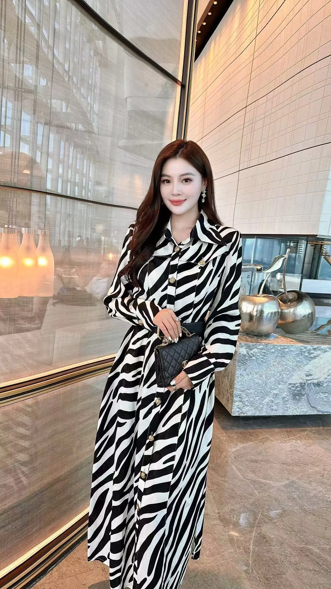 black and white striped fitted dress Raven Striped Knit Midi Dress - Black/White