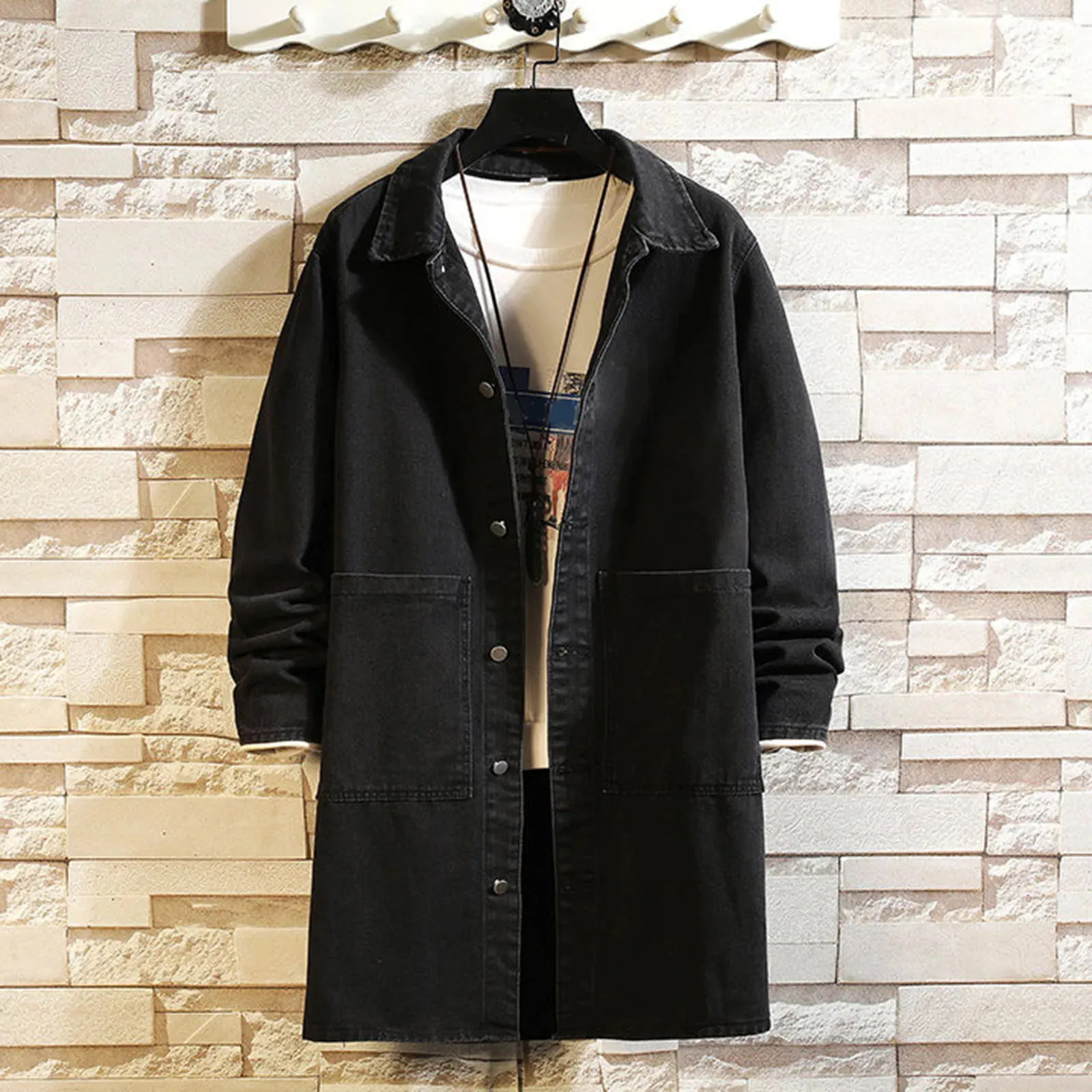 Mens Denim Trench Coat, Korean Jacket | DHgate