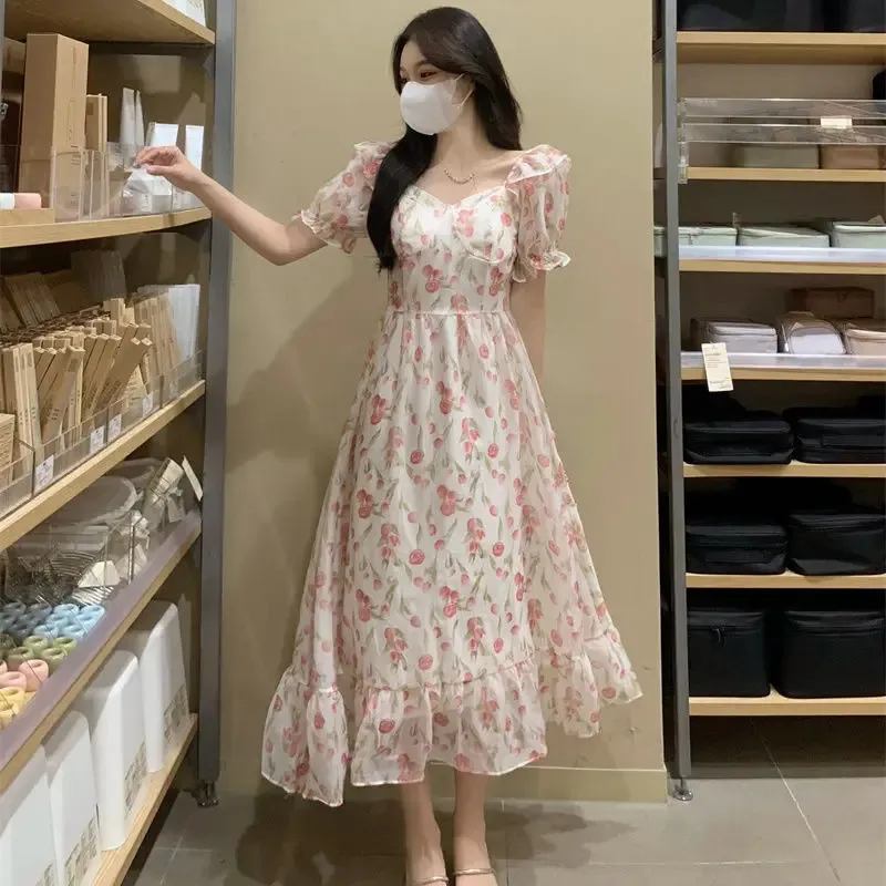 Elegant Floral Maxi Dress for Women - Plus Size 6XL, 150kg, Short Sleeve, Perfect for Summer Parties and Princess Dress - Item #240806