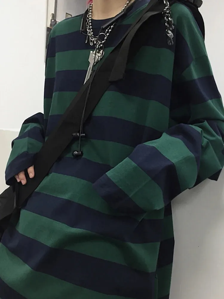 Striped Long Sleeve Tee: Spring/Summer Oversized O-Neck Shirt