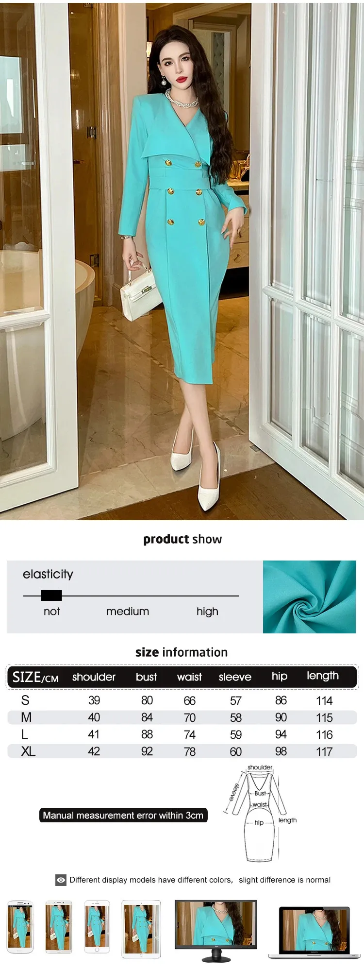 Professional Double Breasted Slit Lace-Up dress for Women - Elegant Formal Business Belt Robe for Office and Celebrity Events (240806) Professional Double Breasted Slit Lace-Up dress for Women - Elegant Formal Business Belt Robe for Office and Celebrity Events (240806)