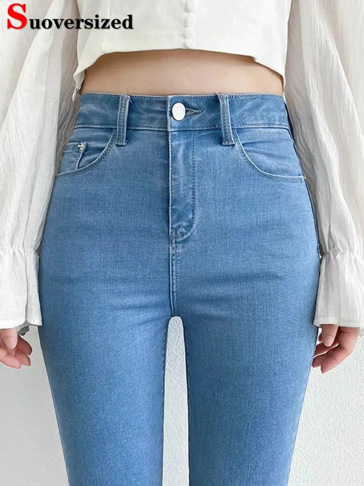 High Waist Skinny Jeans: Premium Stretch Denim, Slim Fit Spring