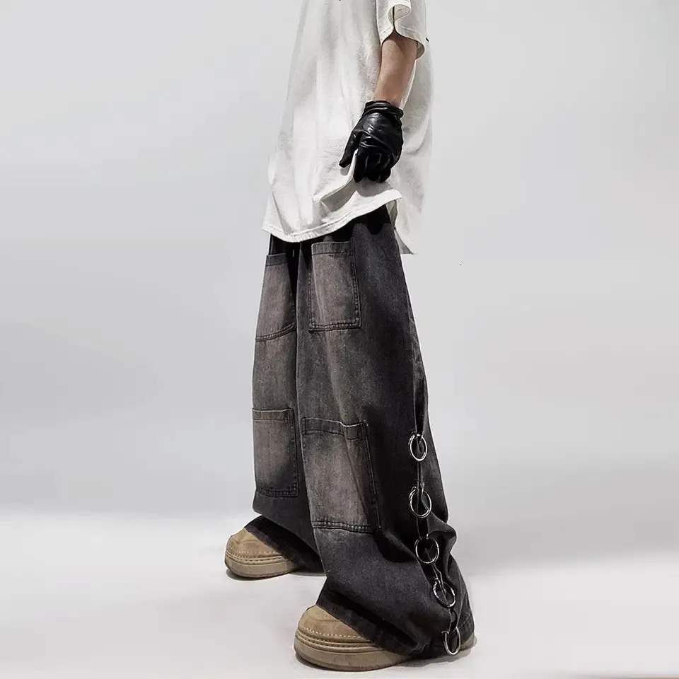 Oversized Pocket Baggy Jeans: Retro Y2k Hip Hop Wide Leg Denim