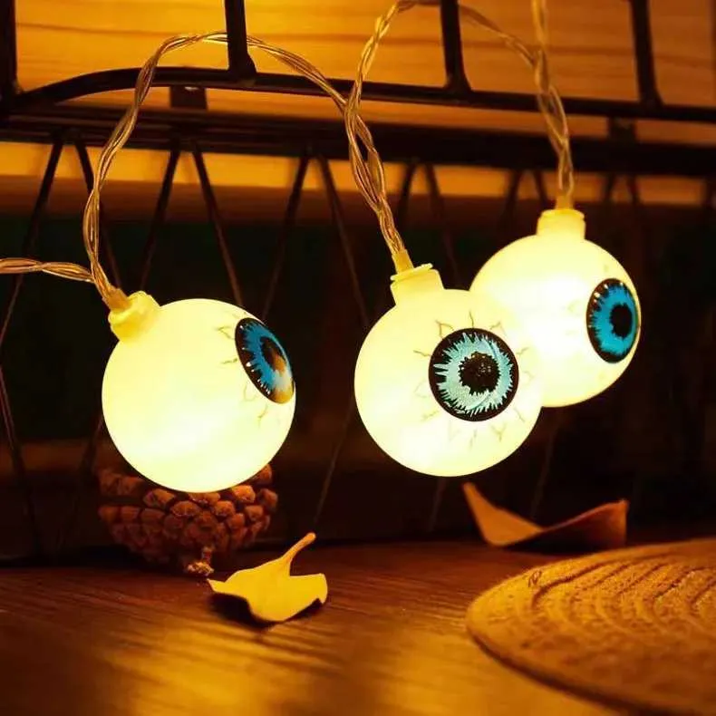 Halloween Eyeball String Lights - 1.5m Spooky Decor, Battery Operated ...