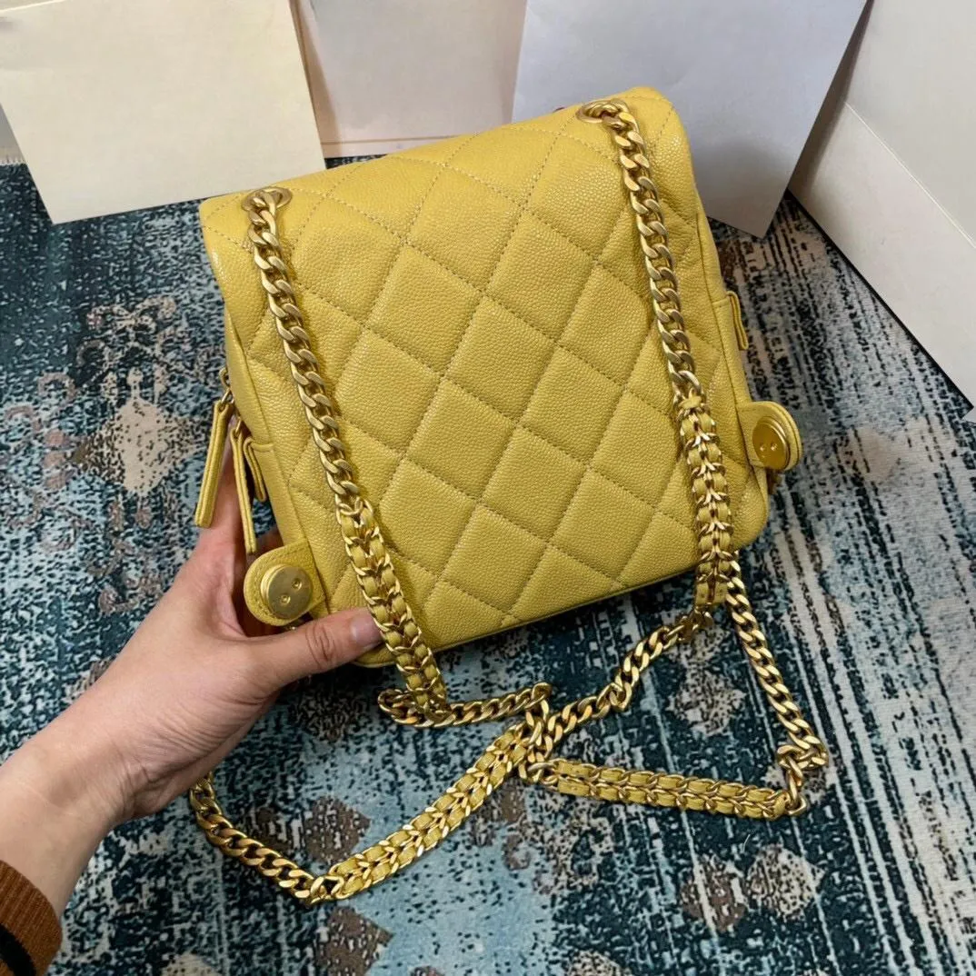 Chic Yellow Cowhide Backpack - Designer Tofu Bag, Casual  display picture 3