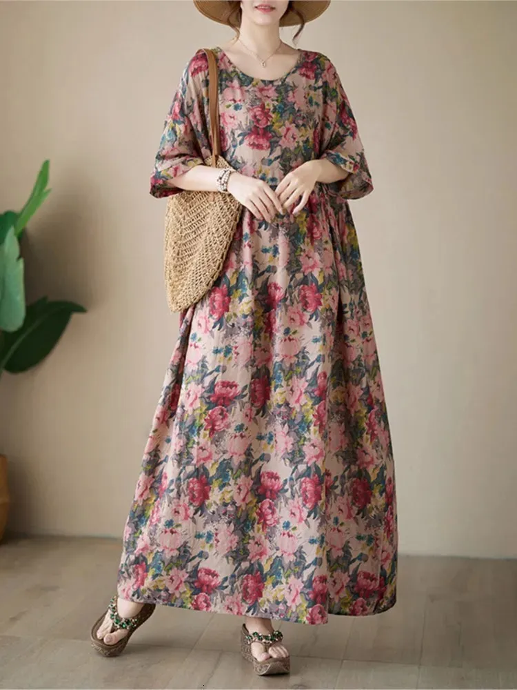 Floral Print Ruffle A-Line dress for Women - Casual, Loose-Fitting, Oversized, and Fashionable Summer dress (240806)