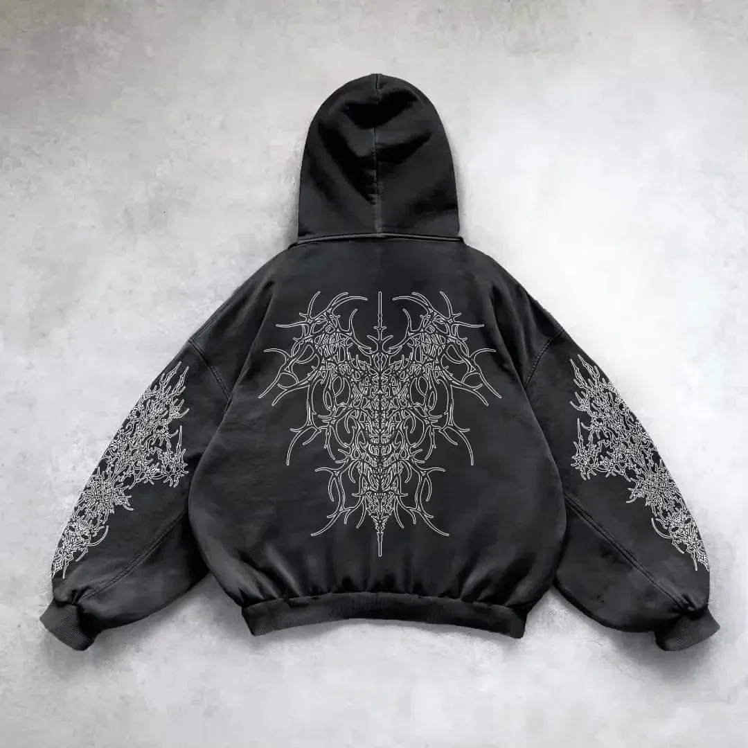 Harajuku Vintage Punk Printed Oversize Graphic Hoodies Men