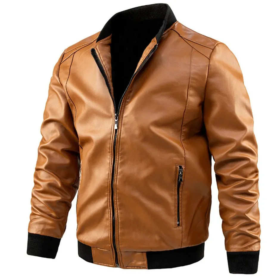 Faux Leather Biker Jacket Men Plus Size Faux From Mysticastore