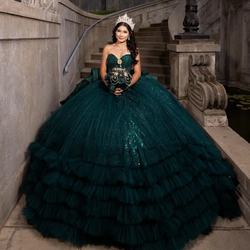 Emerald Green Ball Gown Quinceanera Dress with Beaded Crystal Tulle and Lace-Up Back from Dhgate Quinceanera Dresses - price 785.04 Emerald Green Ball Gown Quinceanera Dress with Beaded Crystal Tulle and Lace-Up Back from Dhgate Quinceanera Dresses - price 785.04