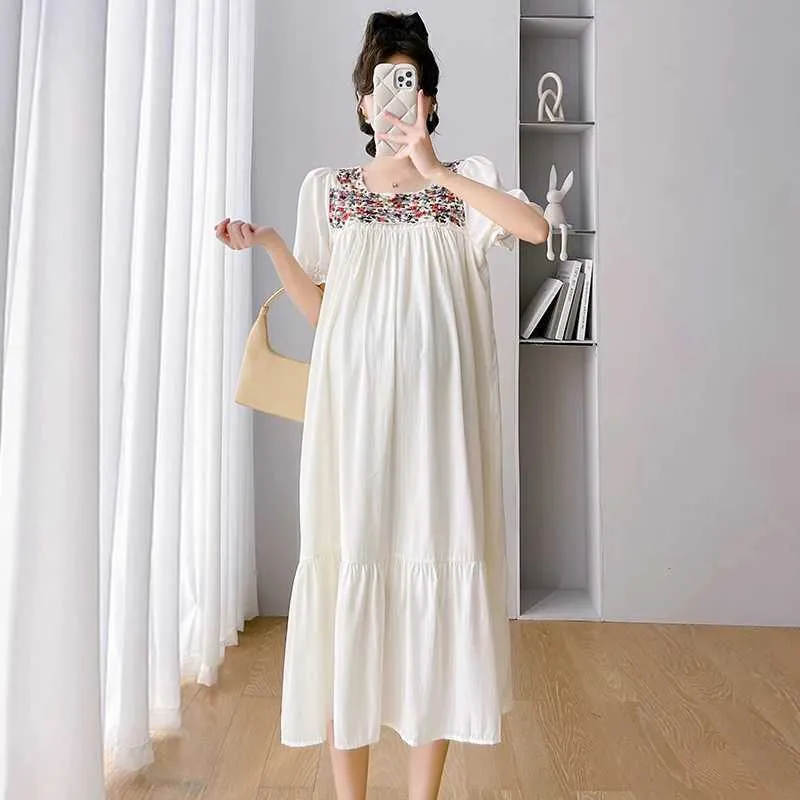 Plus Size Maternity Dress Square Neck Embroidered Knitted Collar Long Loose  Chiffon Summer Dress with Ruffles from Dhgate Maternity Dresses - price  11.89
