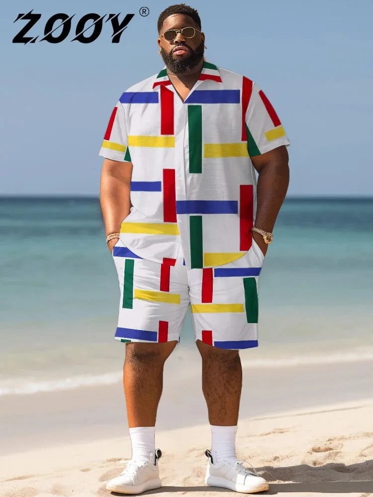 Plus Size Mens Hawaiian Shirt Set L-9XL Summer Beach Outfit