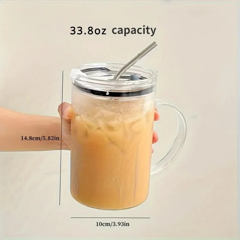 1L Large Glass Cup With Lid And Handle Heat... From Anylustore, $19.61 |  DHgate.Com