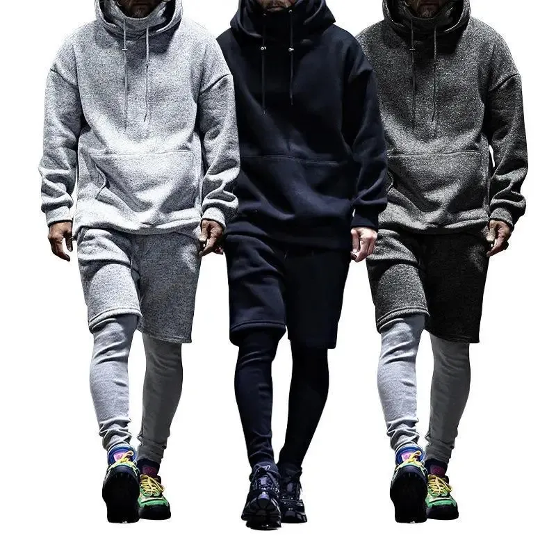 Korean Trend Men's High-End set sportswear: Hoodie and