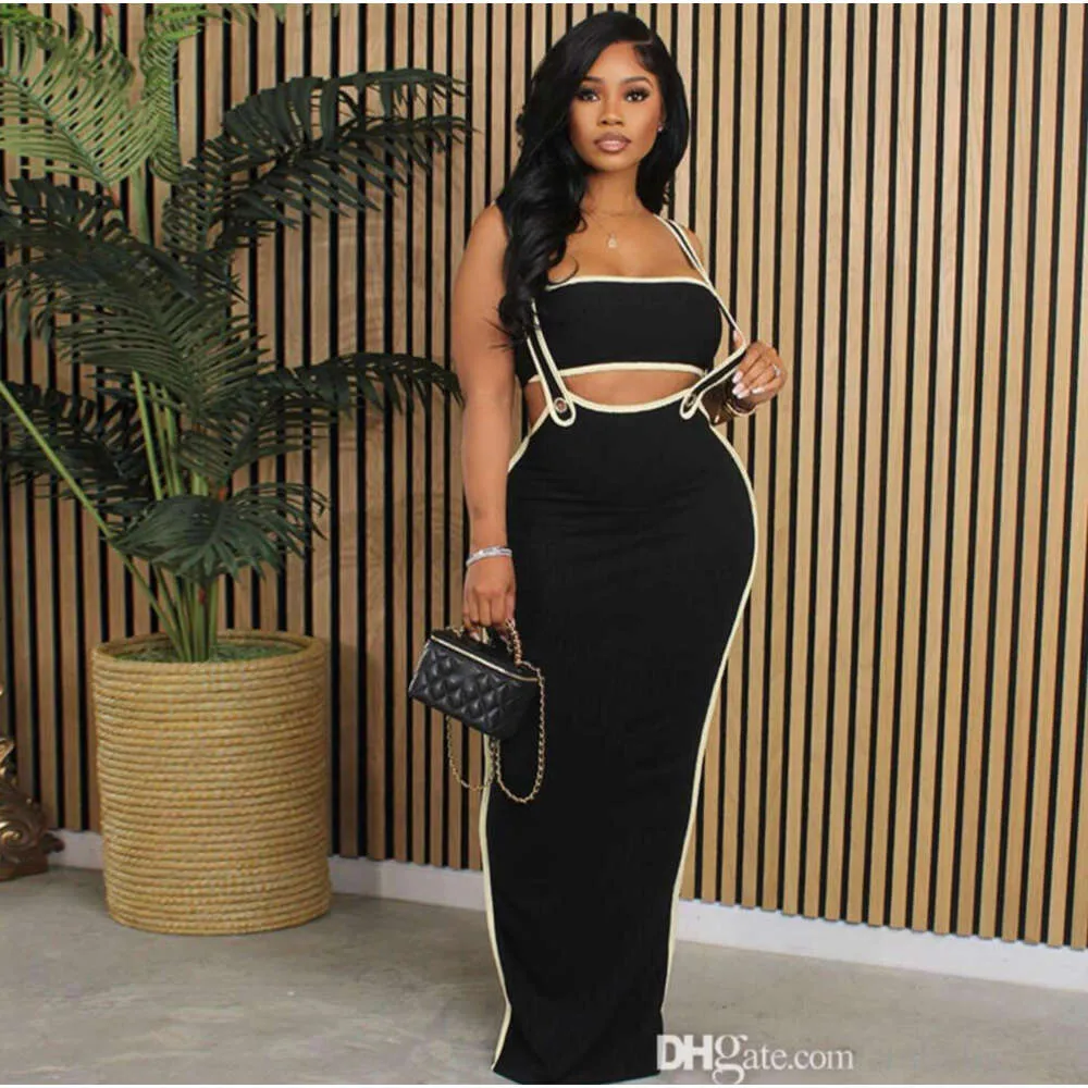 Skirt Set Womens Strapless Tank Top And Split Long Dress Suits