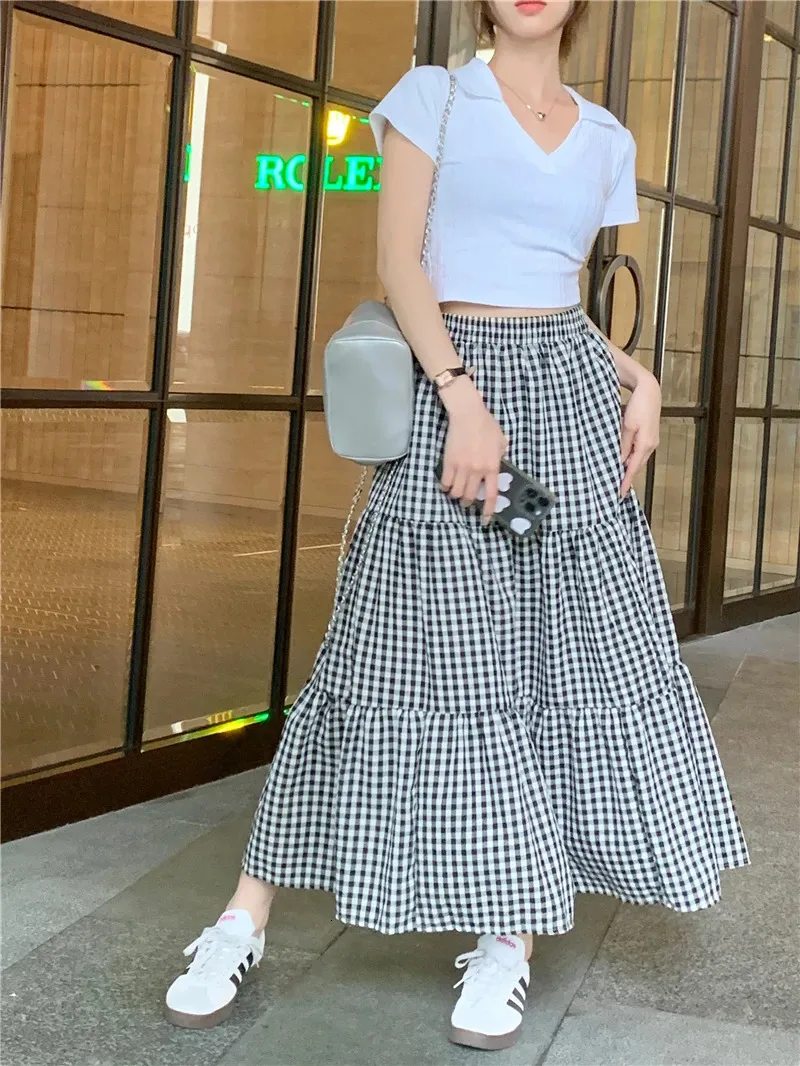 Plaid Skirt Gingham Skirt With Belt Vintage Gingham Midi Skirt