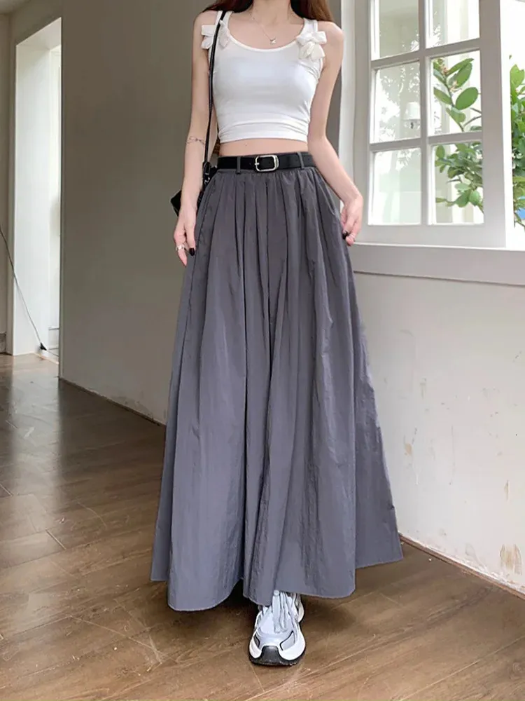 Jupe Mi-longue Trapèze Pour Femme - Taille Haute élastique - Polyester/élasthanne - Style Vintage Décontracté