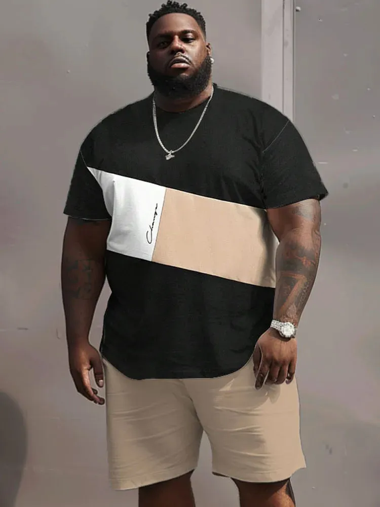 L 9XL Short Sleeved T Shirt Set Plus Size Mens Summer From