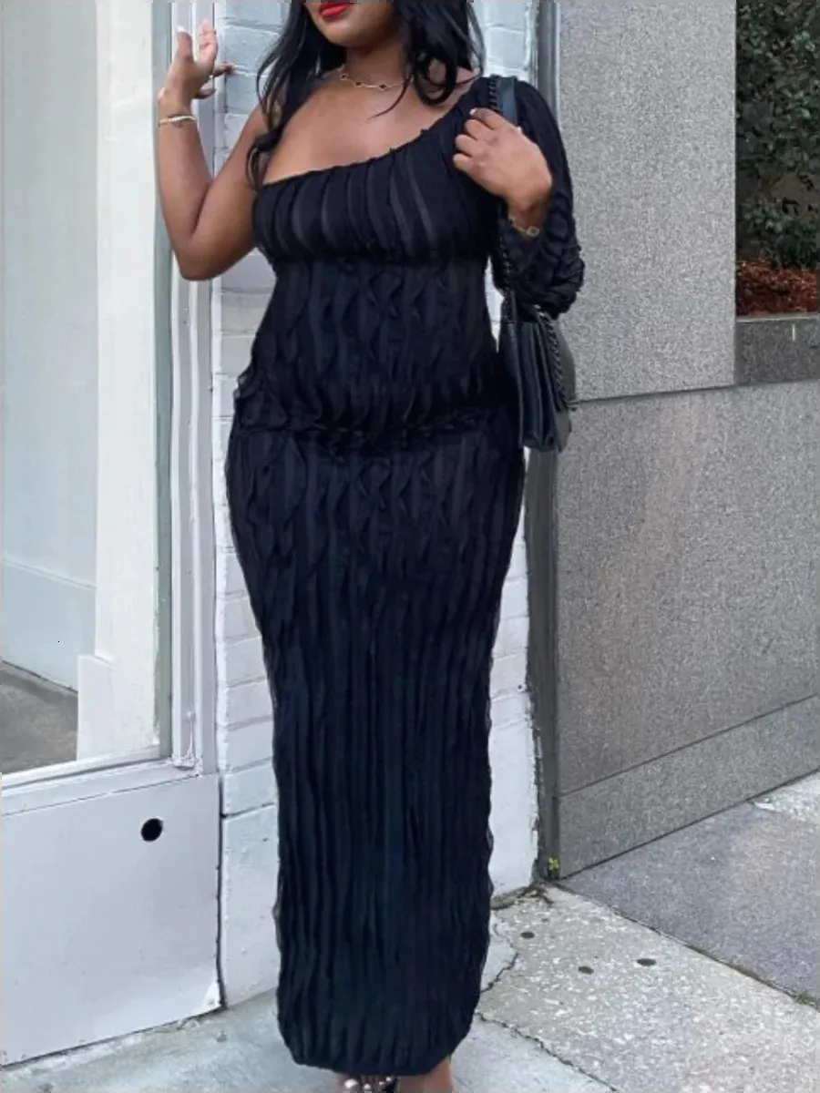 plus size bodycon maxi dress Ribbed Plus Size One Shoulder Dress,