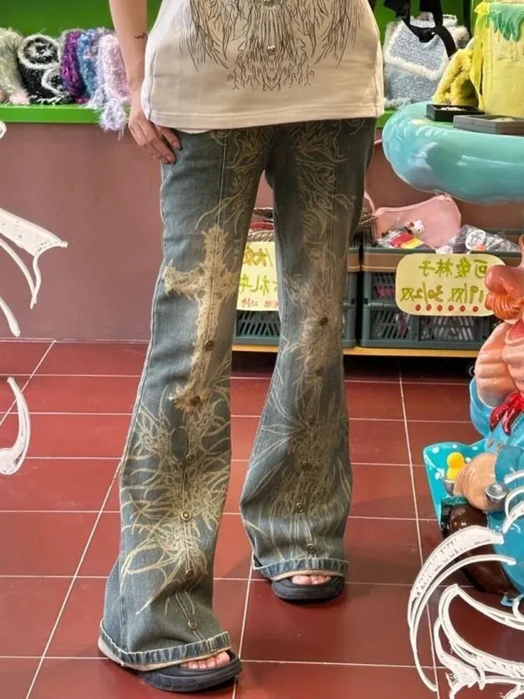 パンツ 00s archive L.G.B. flare baggy denim y2k Harajuku Denim Trousers Y2k Trashy 2000s Clothes Women's