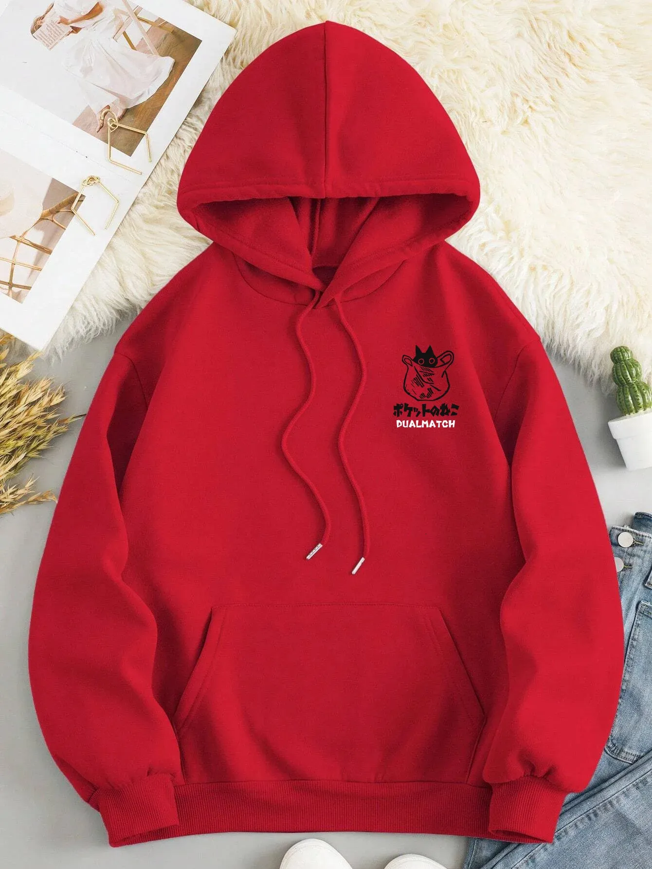 Dames Hoodie Y2K Grafisch Palmboomprint Geborduurde Hoodie met Capuchon Streetwear Urban Jumpsuit Tops, C-roze, L